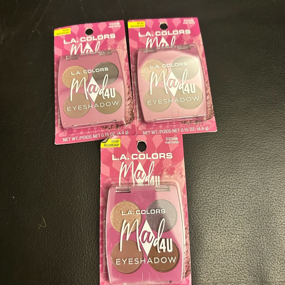 L.A. Colors Mad4U Eyeshadow Quad - Brown Hues- (3 packs)